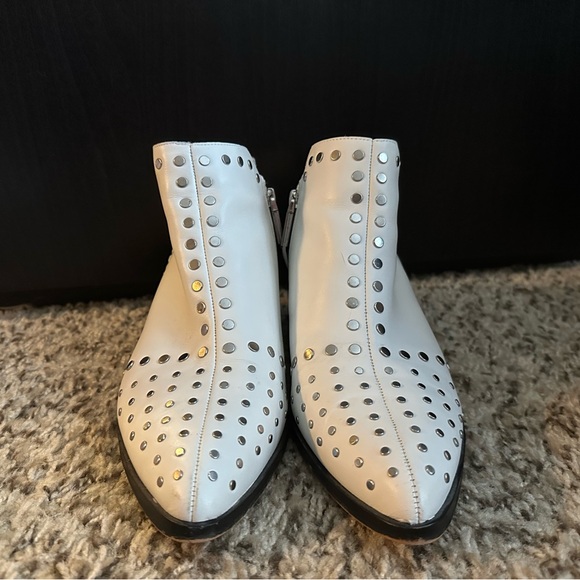 White Studded Ankle Boots - Picture 4 of 4